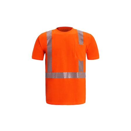 2W International Hi-Vis Short Sleeve T-Shirt, Birdseye, Orange, M TS103C-2 M